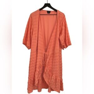 Vintage‎ City Chic Peach Color Open-Front Cardigan with tied waist Size 16